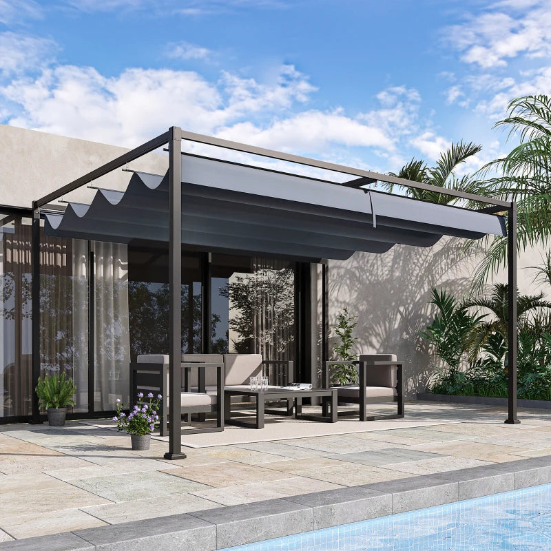 Outsunny 4 x 3(m) Metal Outdoor Pergola with Retractable Roof