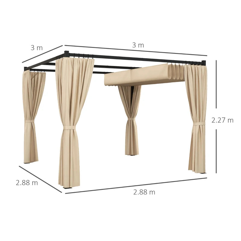 Outsunny 3 x 3m Moving Canopy Metal Pergola