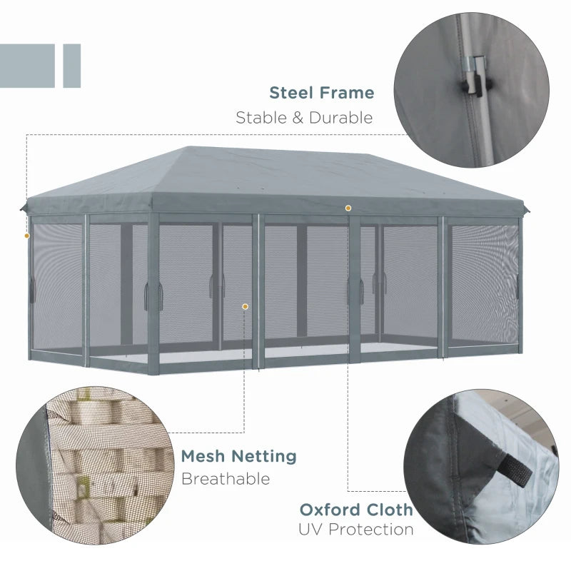 Outsunny 6 x 3(m) Pop Up Gazebo, Outdoor Canopy Shelter