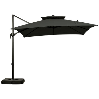 Outsunny Cantilever Parasol 360 Degree, Weighted Base and Cover Included