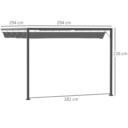 Outsunny 3 x 3(m) Outdoor Pergola Retractable Canopy Wall