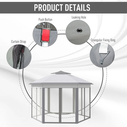 Outsunny 3 x 4m Metal Frame Hexagon Gazebo