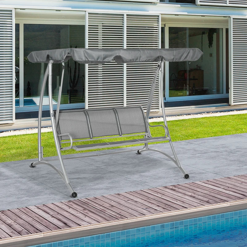 Outsunny Three Person Steel Outdoor Porch Swing Chair