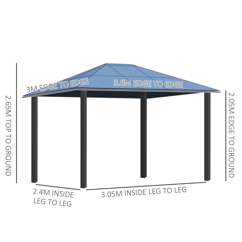 Outsunny Polycarbonate Hard Top Gazebo