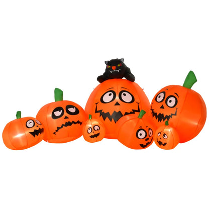 HOMCOM Halloween Decoration Inflatable Pumpkin & Cat LED Lights Flashing Eyes