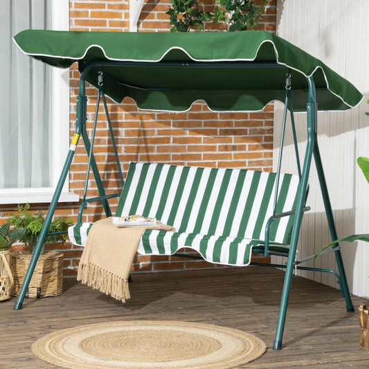 Outsunny 3-Seat Swing Chair Garden Swing Seat with Adjustable Canopy for Patio