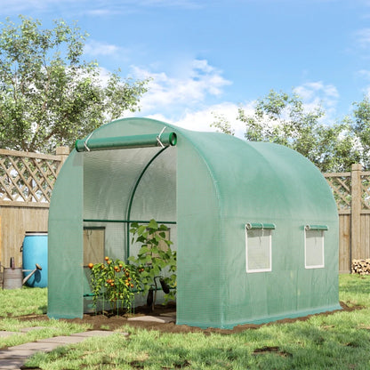 Outsunny Reinforced Walk in Polytunnel Greenhouse with Roll Up Door