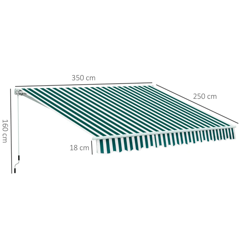 Outsunny Manual Retractable Awning 3.5m x 2.5m