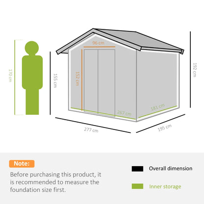 Outsunny 9 x 6ft Metal Garden Shed