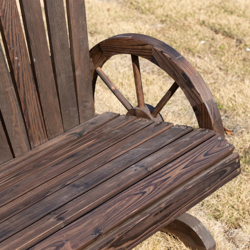 Outsunny Fir Logs Love Seats with Wheel-Shaped Armrests