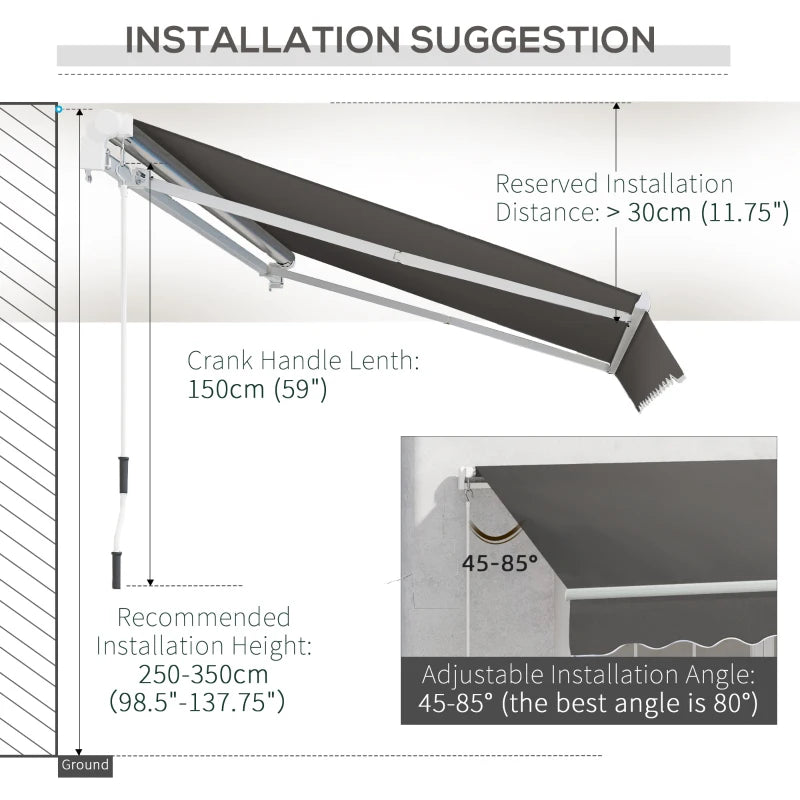 Outsunny 395m x 2.5m Manual Awning Window